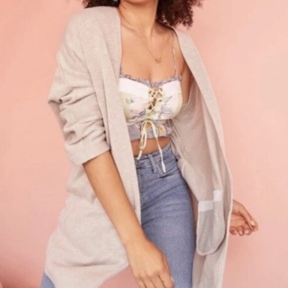 MWOT Anthropologie Donni Ribbed Stone Duster Knit Lightweight Cardigan - Picture 1 of 8